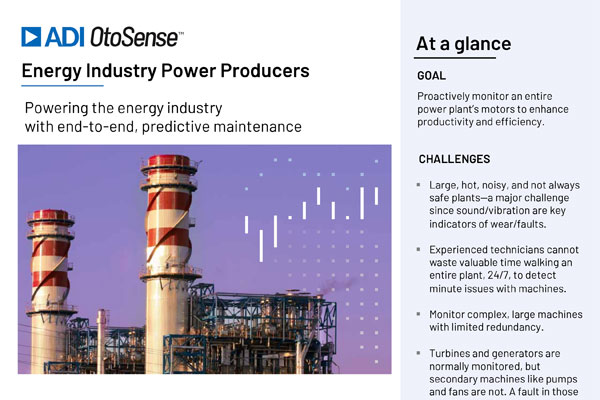 ADI OtoSense  能源行业发电商使用案例的图片，PDF。