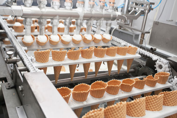Photo of ice cream cones being manufactured